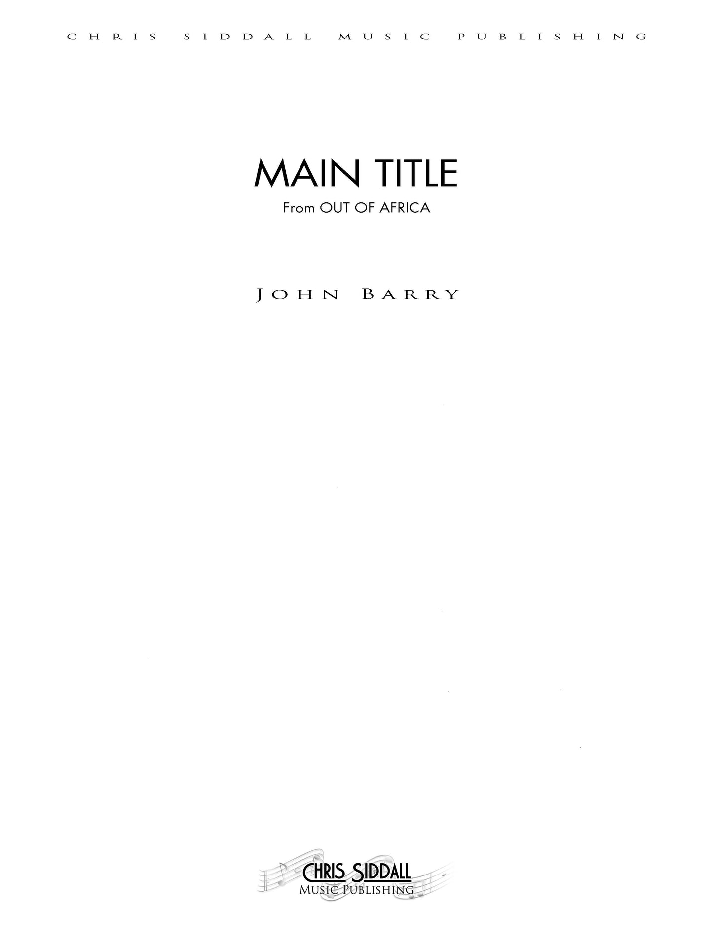 MAIN TITLE from Out of Africa - John Barry (Score Only) **DIGITAL DOWNLOAD**