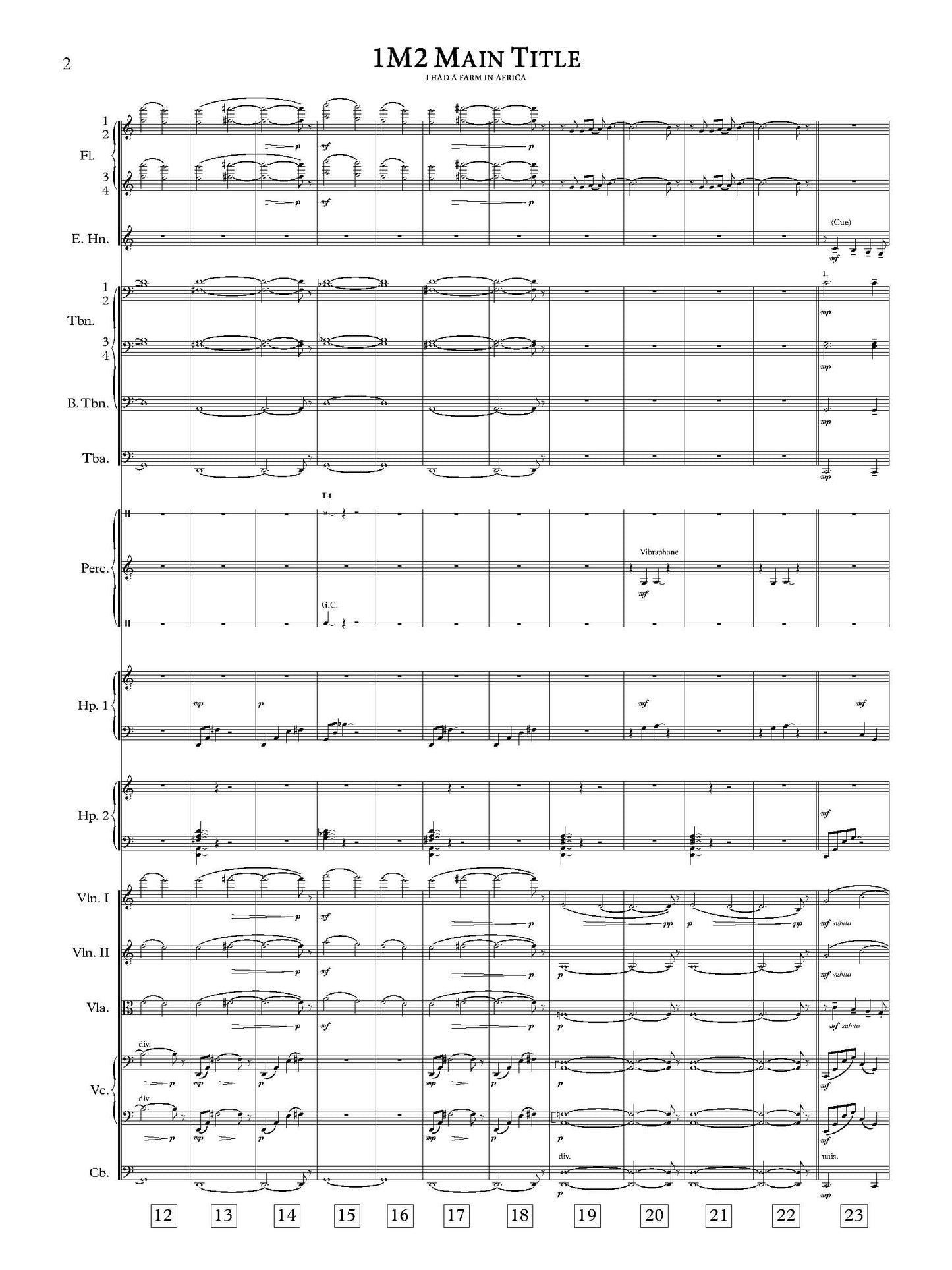 MAIN TITLE from Out of Africa - John Barry (Score Only) **DIGITAL DOWNLOAD**
