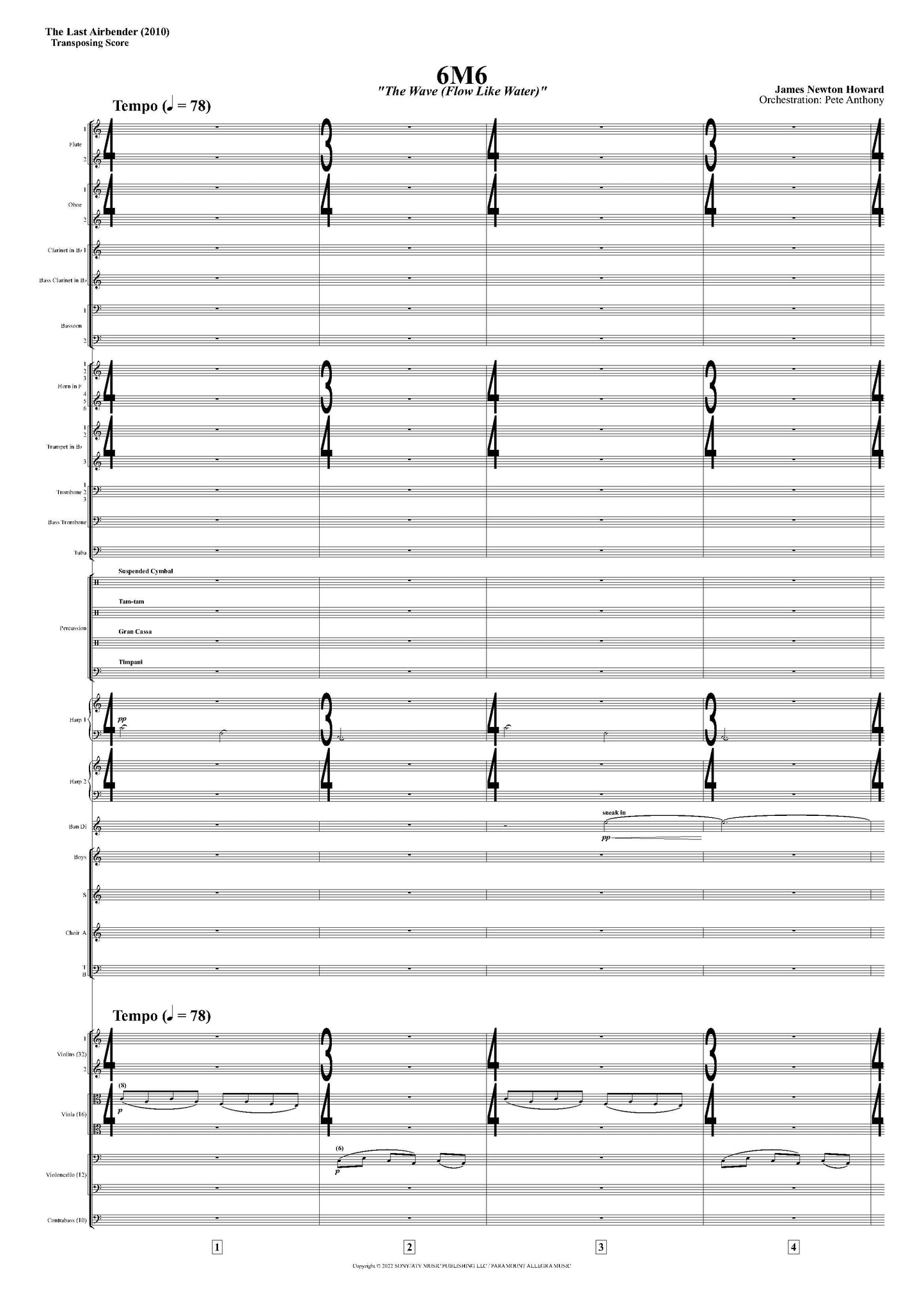THE WAVE (FLOW LIKE WATER) from The Last Airbender - James Newton Howard (Score Only) **DIGITAL DOWNLOAD**