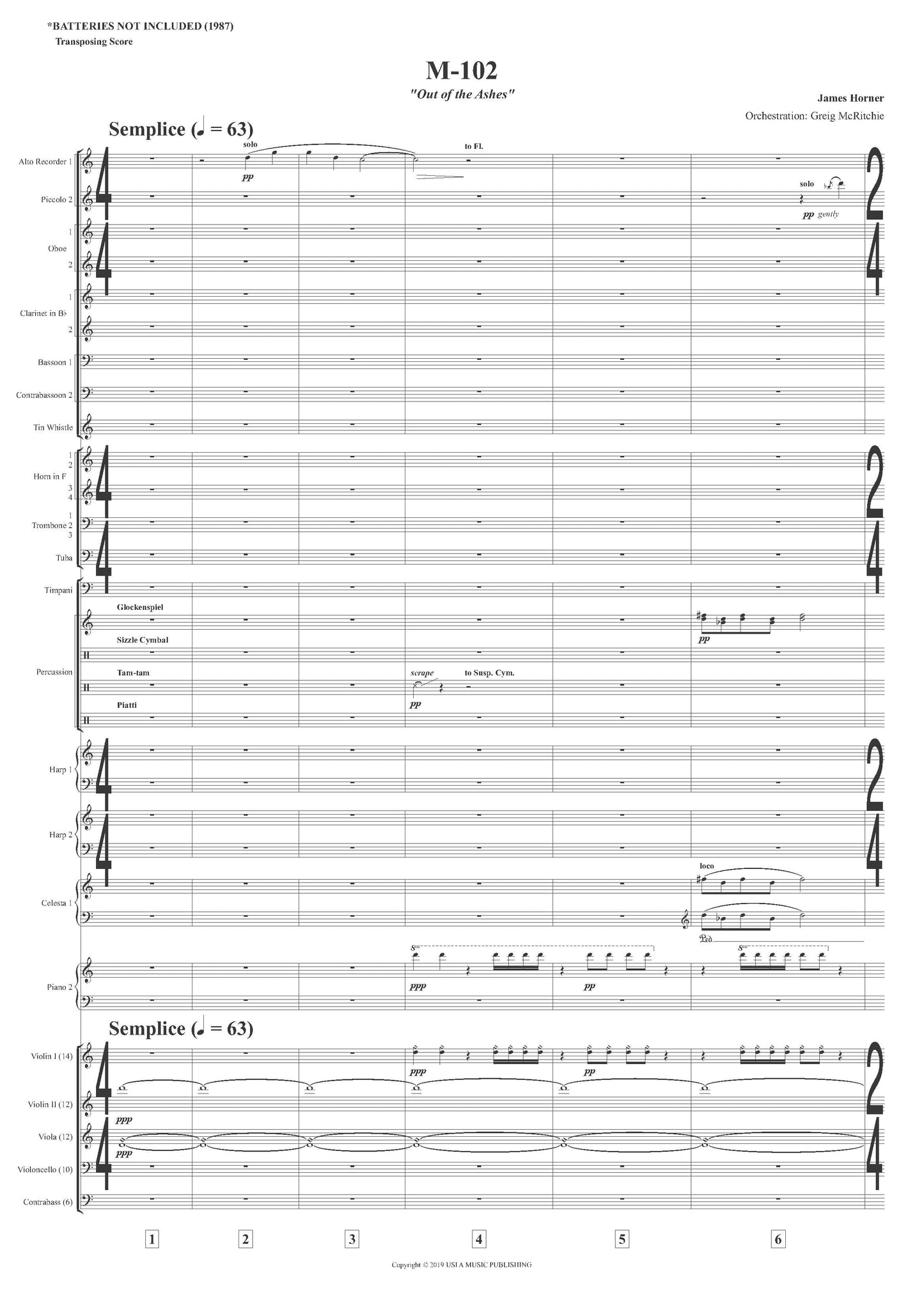 OUT OF THE ASHES from *batteries not included - James Horner (Score Only) **DIGITAL DOWNLOAD**