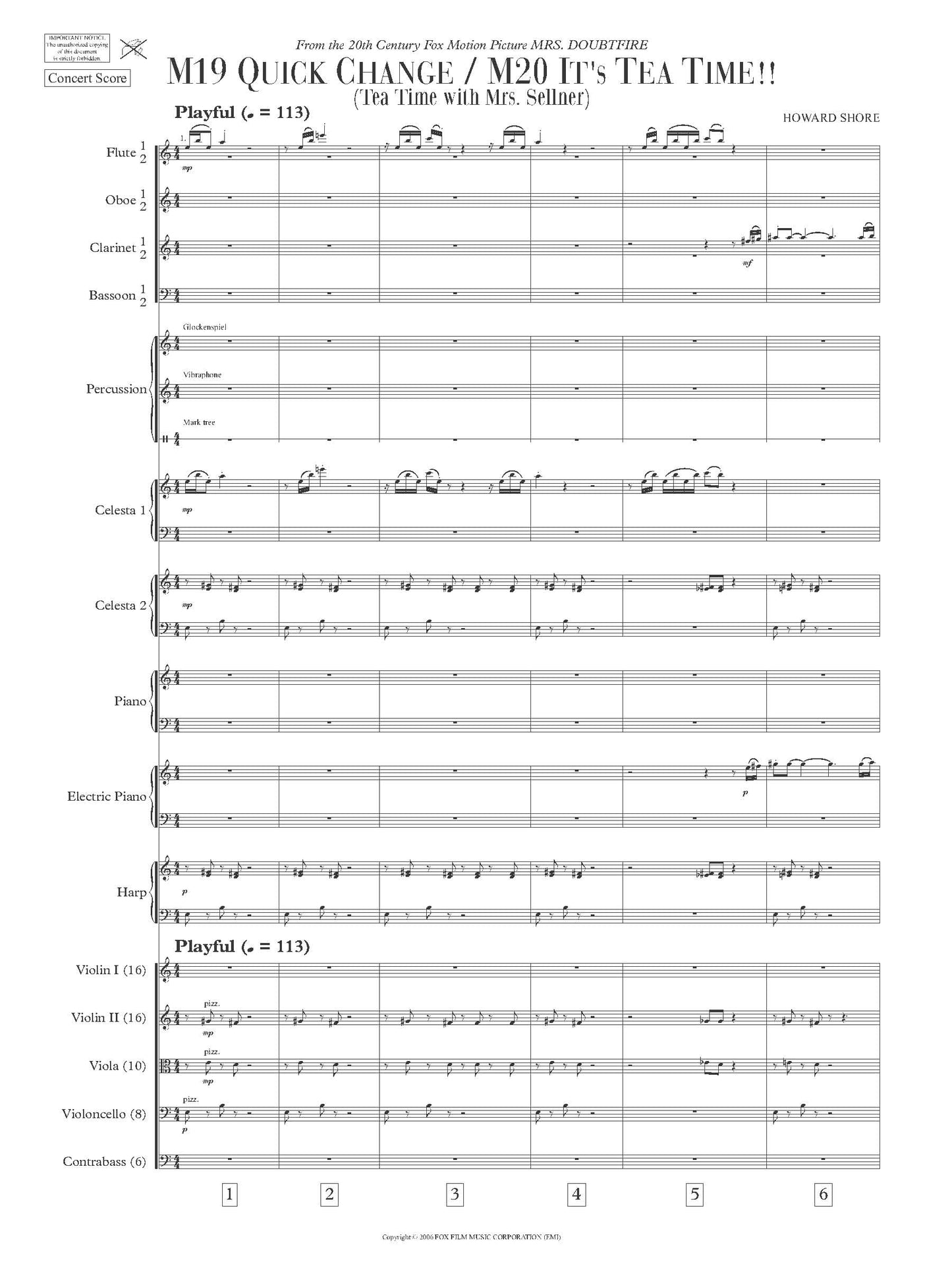 TEA TIME WITH MRS. SELLNER from Mrs. Doubtfire - Howard Shore (Score Only) **DIGITAL DOWNLOAD**