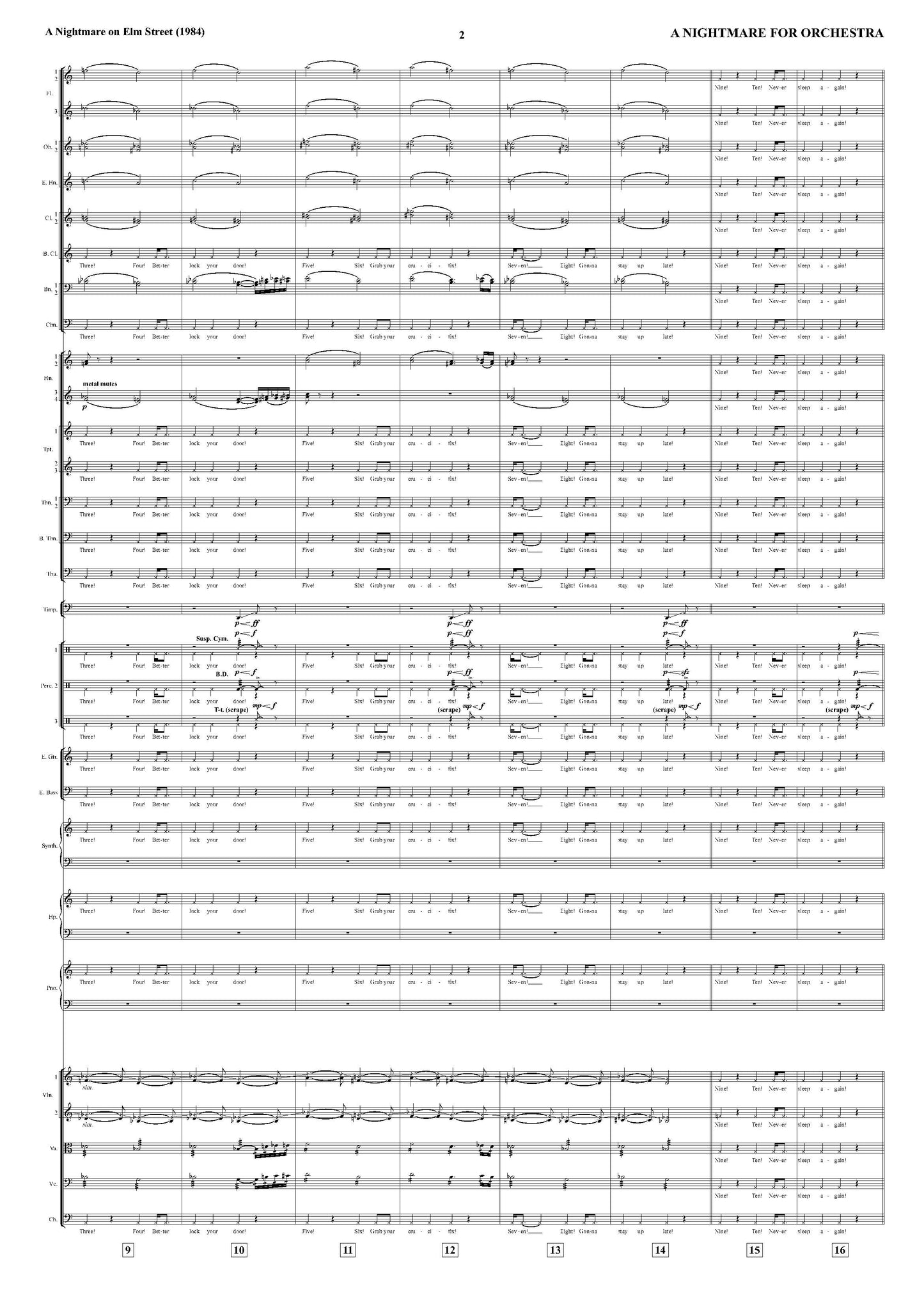 A NIGHTMARE FOR ORCHESTRA - Overture from A Nightmare on Elm Street - Charles Bernstein (Score Only) **DIGITAL DOWNLOAD**