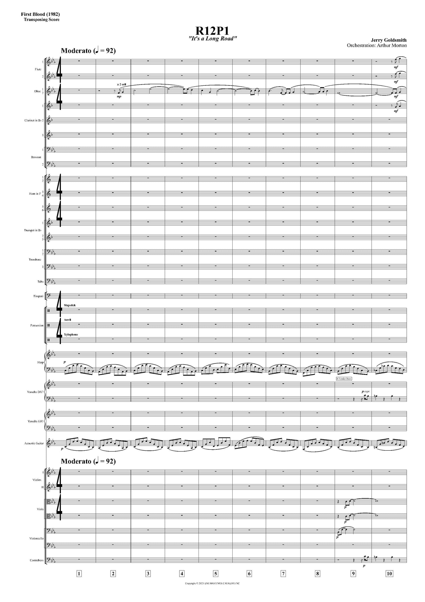 IT'S A LONG ROAD from First Blood - Jerry Goldsmith (Score Only) **DIGITAL DOWNLOAD**