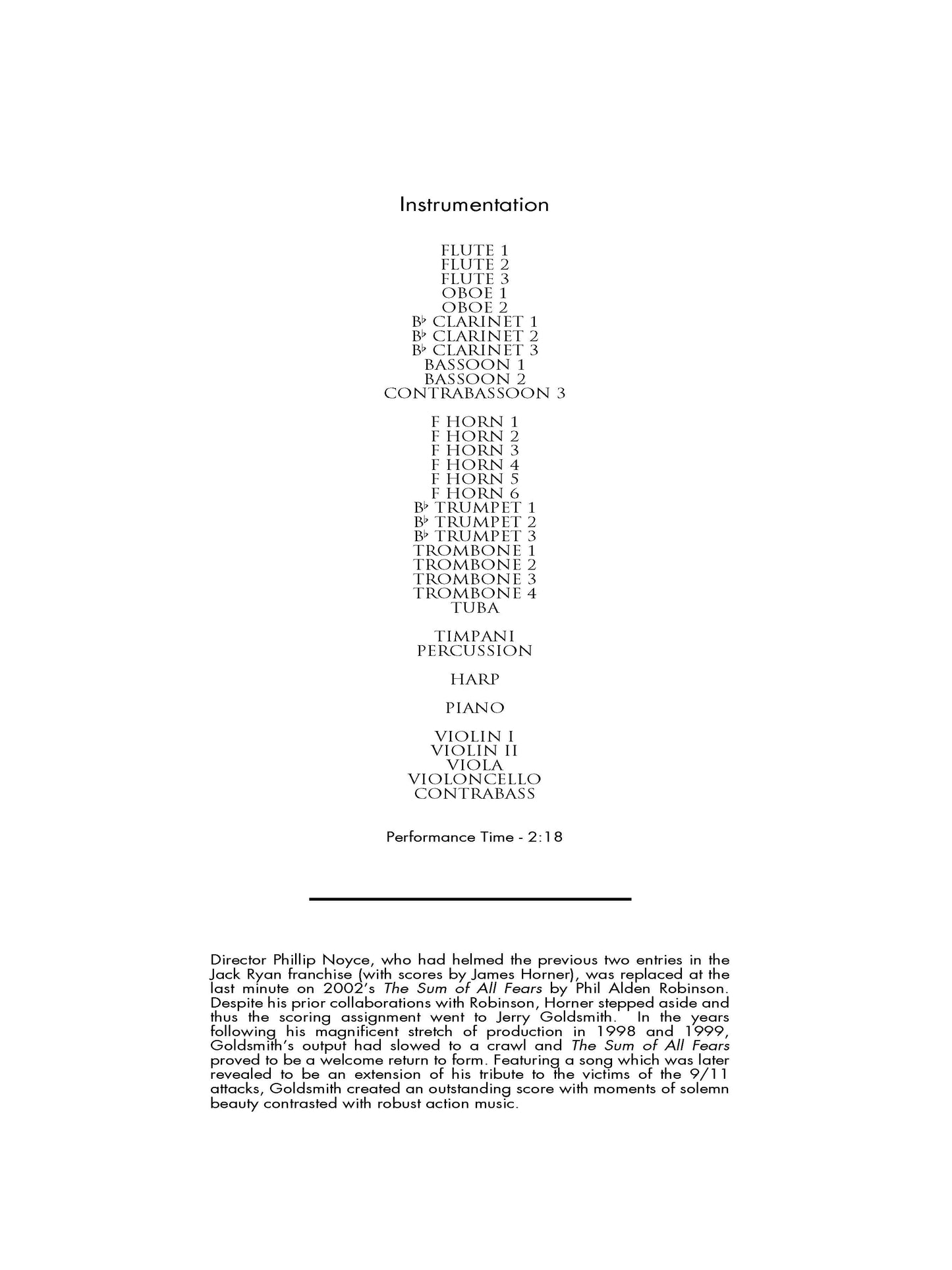 THE SAME AIR from The Sum of All Fears - Jerry Goldsmith (Score Only) **DIGITAL DOWNLOAD**