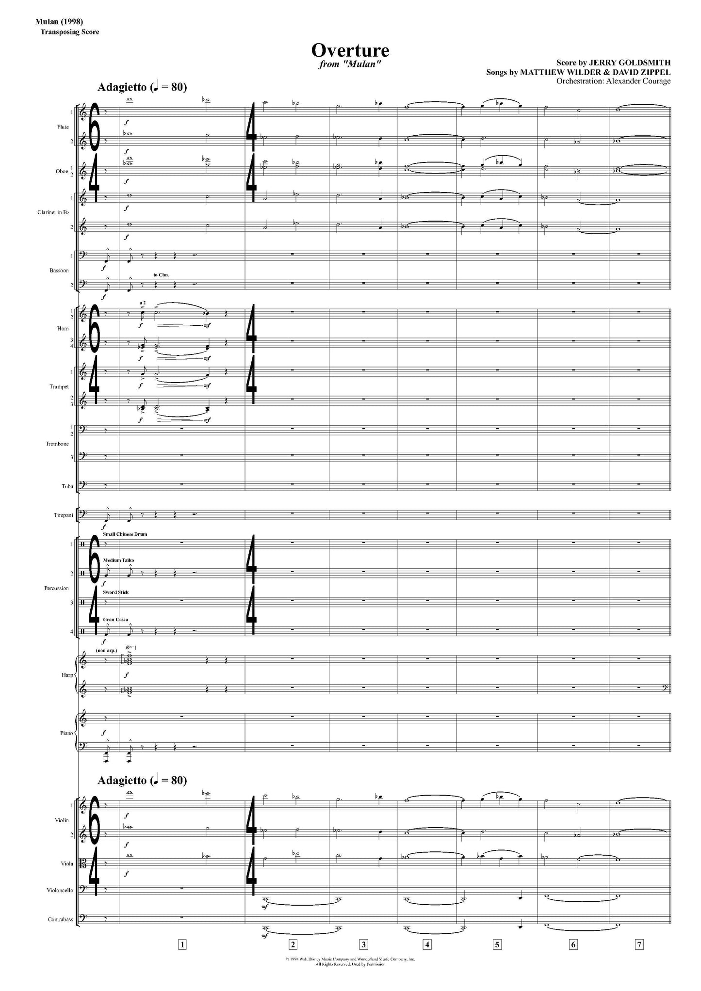 OVERTURE from Mulan - Jerry Goldsmith (Score Only) **DIGITAL DOWNLOAD**