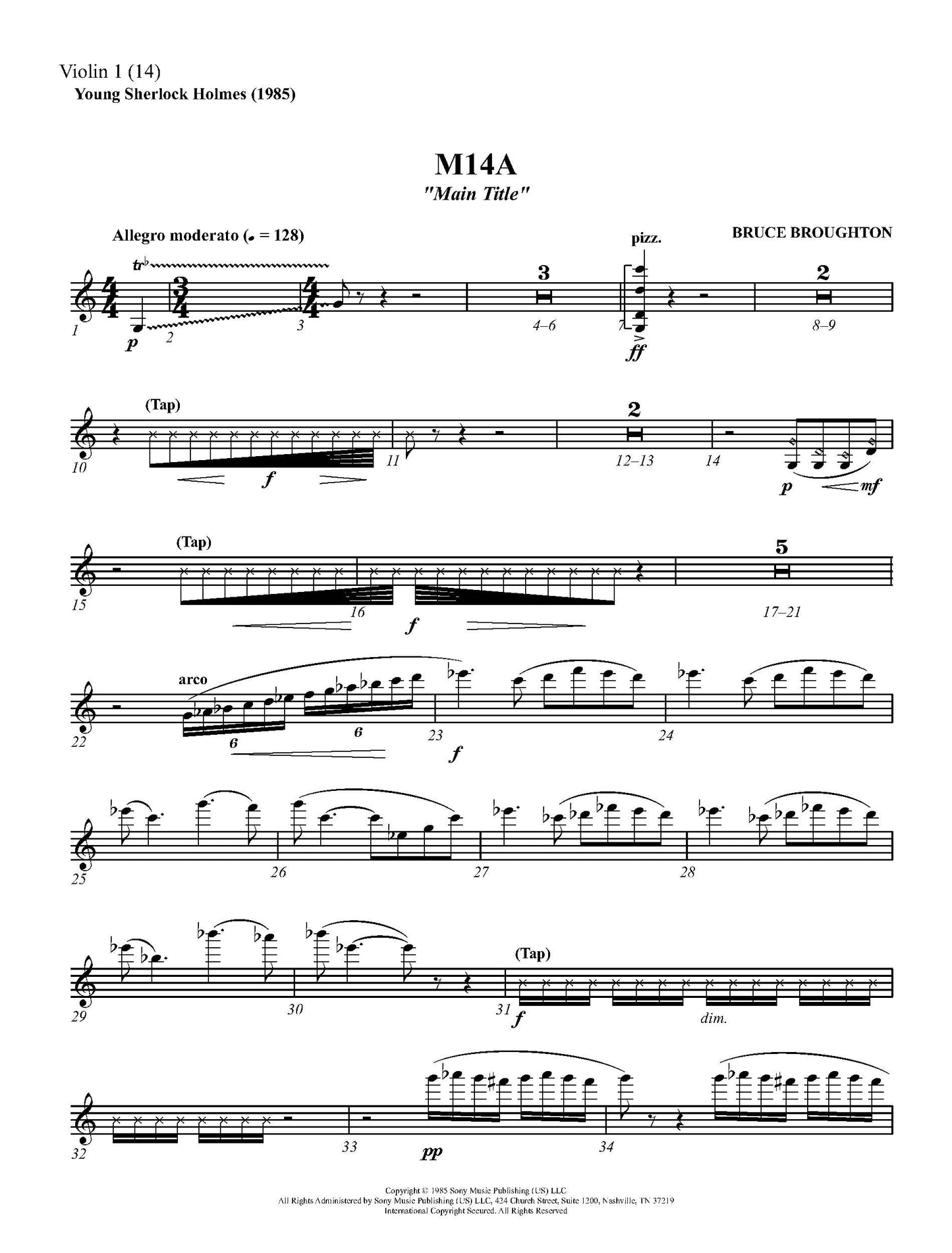 MAIN TITLE from Young Sherlock Holmes - Bruce Broughton (Score & Parts) **DIGITAL DOWNLOAD**