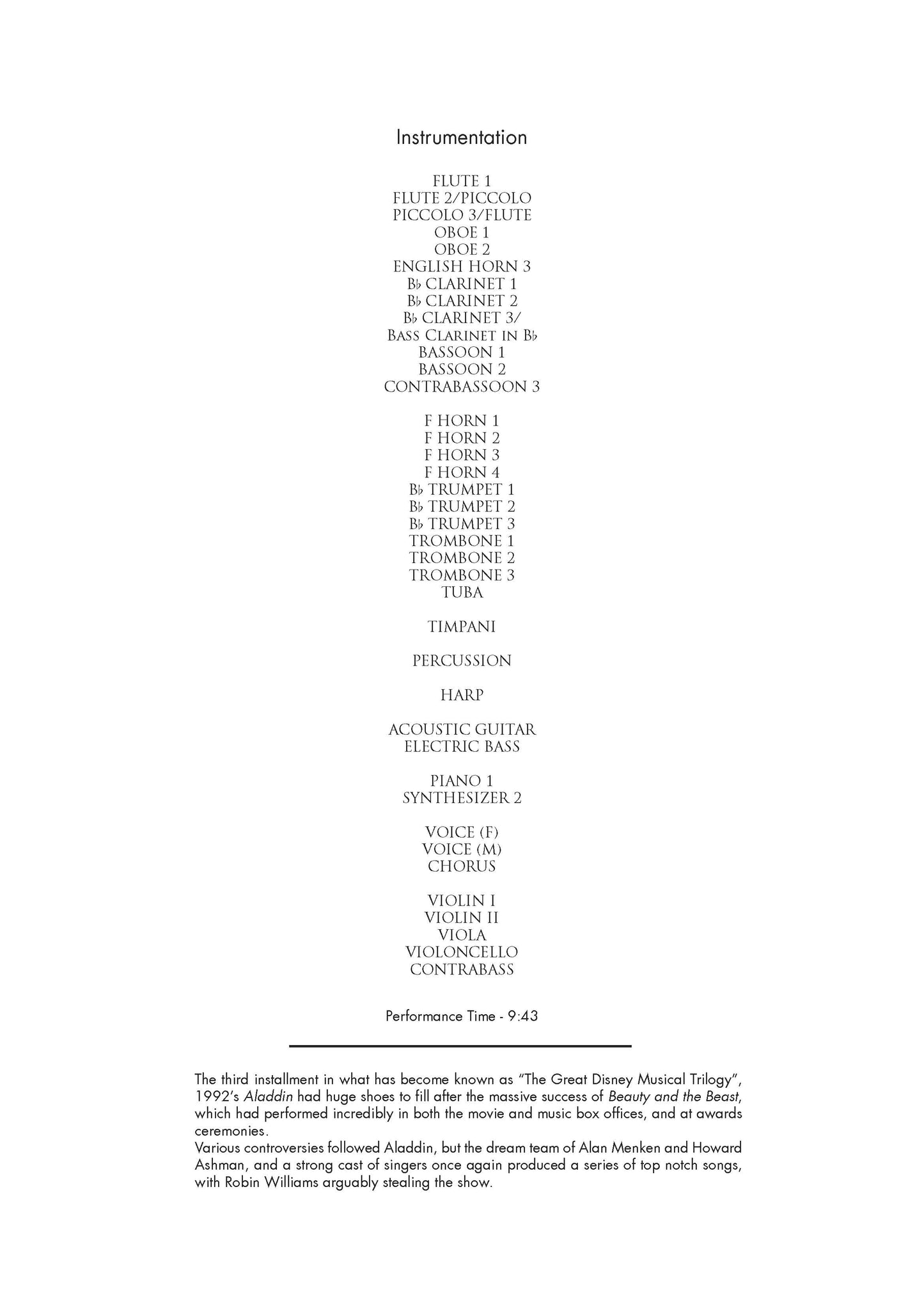 SUITE from Aladdin - Alan Menken & Howard Ashman (Score & Parts) **DIGITAL DOWNLOAD**