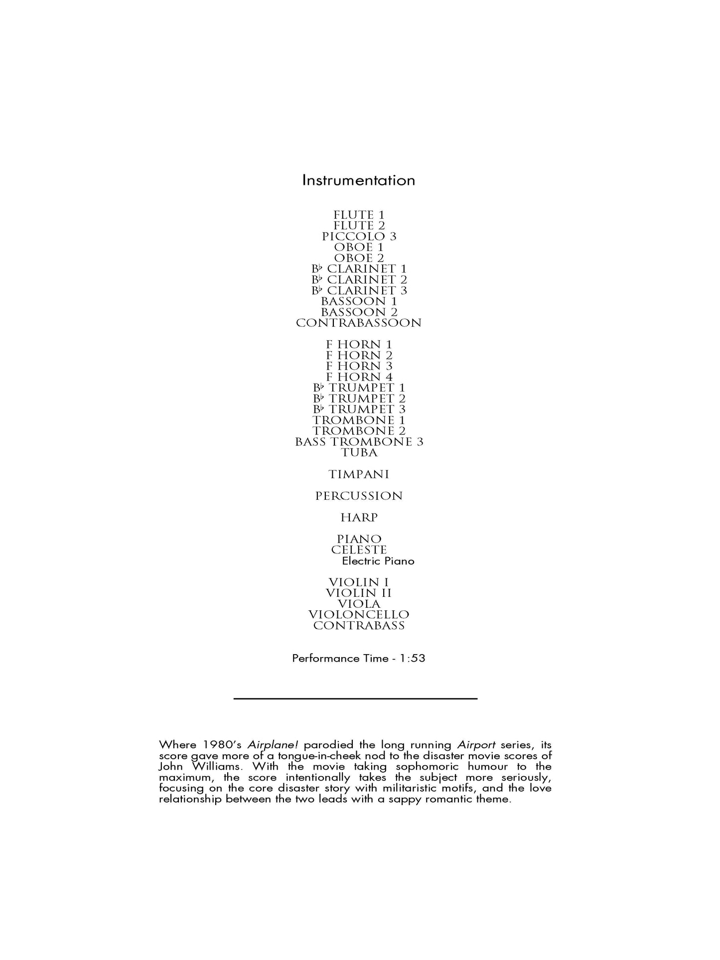 MAIN TITLE from Airplane! - Elmer Bernstein (Score Only) **DIGITAL DOWNLOAD**