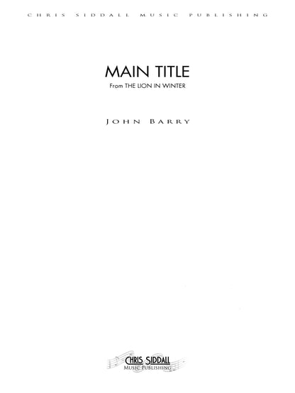 MAIN TITLE from The Lion in Winter - John Barry (Score Only) **DIGITAL DOWNLOAD**