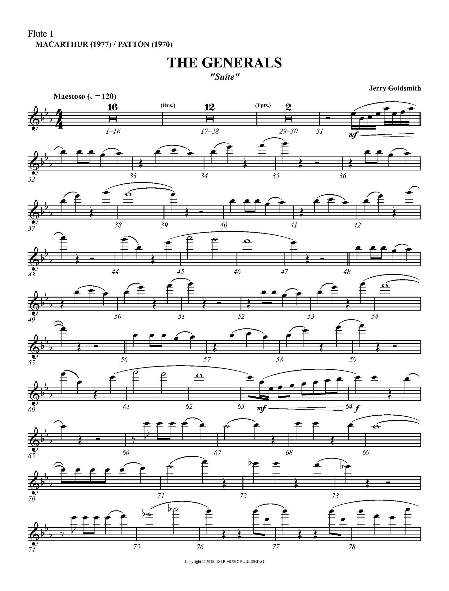 THE GENERALS: SUITE from MacArthur & Patton - Jerry Goldsmith (Score & Parts) **DIGITAL DOWNLOAD**