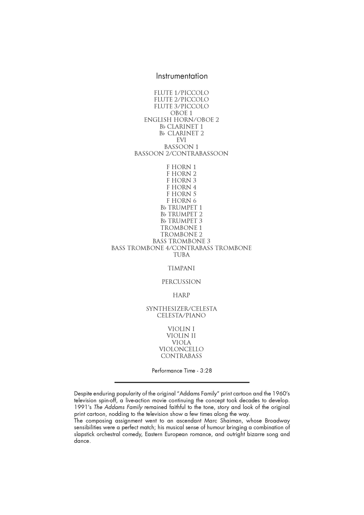 FINALE from The Addams Family - Marc Shaiman (Score Only) **DIGITAL DOWNLOAD**
