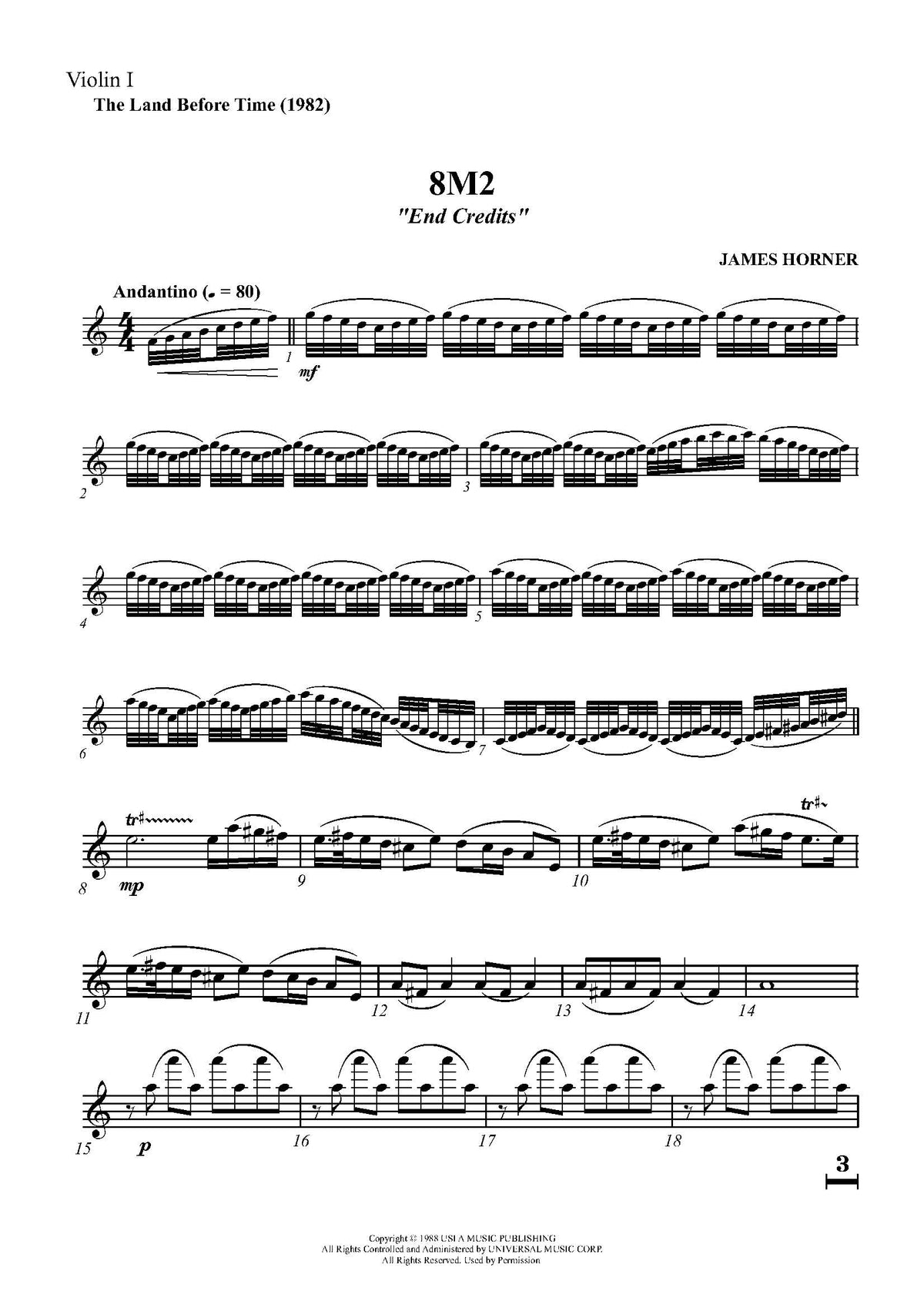 END CREDITS from The Land Before Time - James Horner (Score & Parts) **DIGITAL DOWNLOAD**