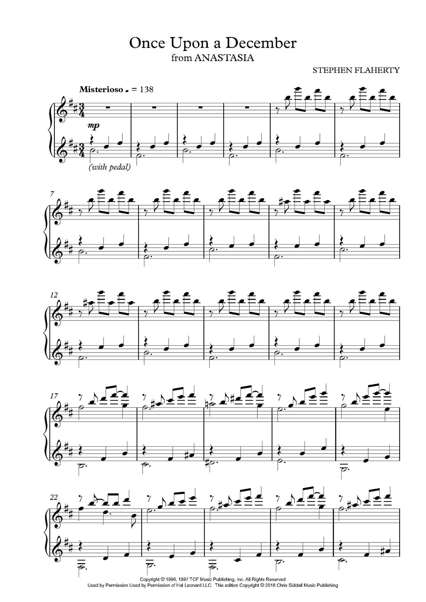ONCE UPON A DECEMBER from Anastasia (Piano Solo) **DIGITAL DOWNLOAD**