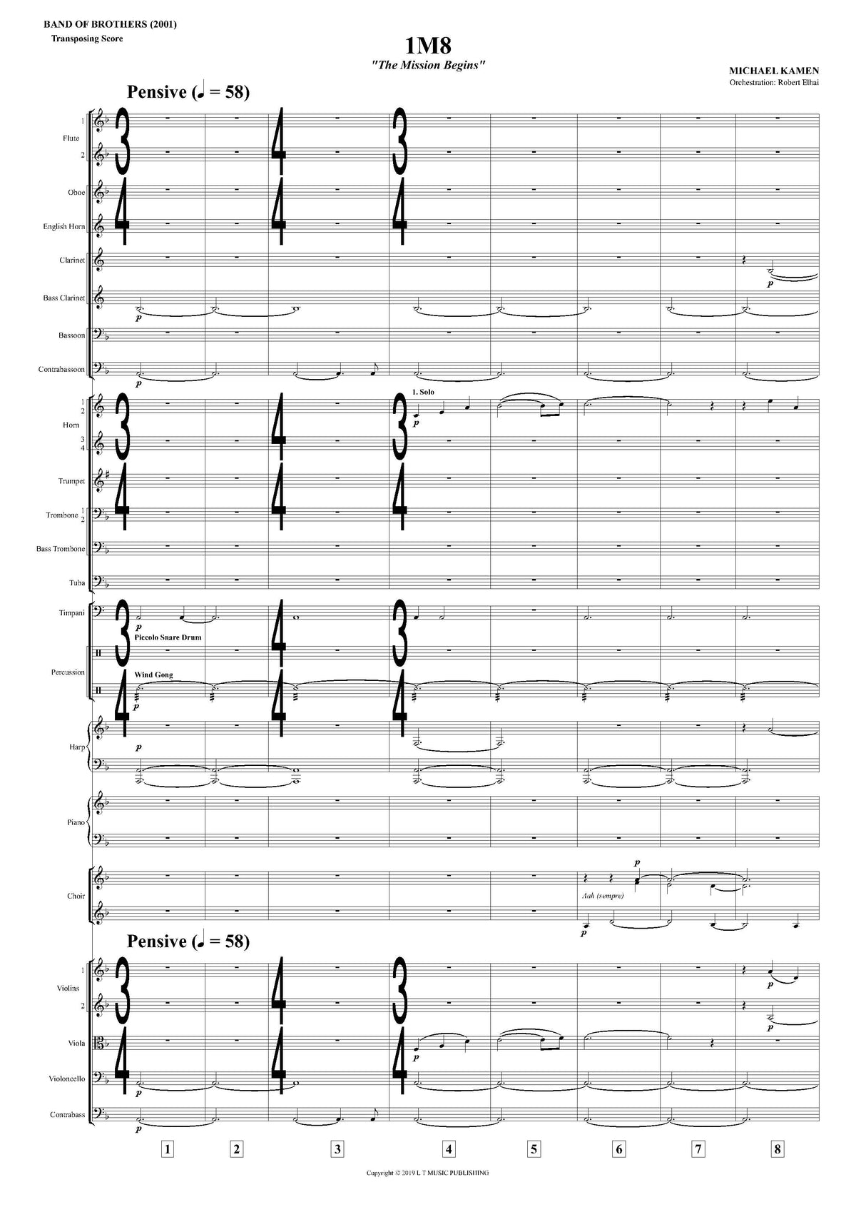 THE MISSION BEGINS from Band of Brothers - Michael Kamen (Score & Parts) **DIGITAL DOWNLOAD**