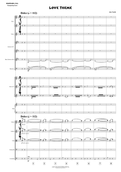 LOVE THEME from Spartacus - Alex North (Score & Parts) **DIGITAL DOWNLOAD**