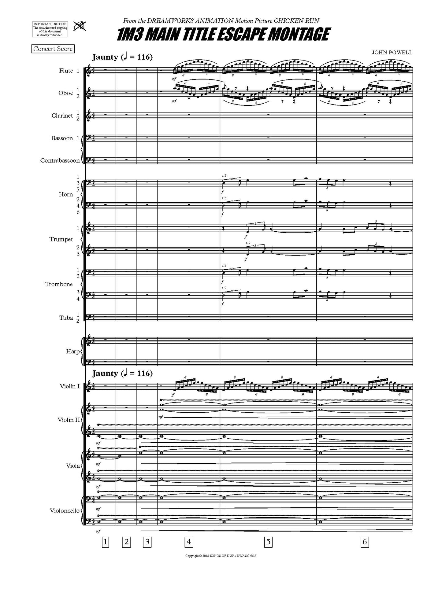 MAIN TITLE ESCAPE MONTAGE from Chicken Run - John Powell (Score Only) **DIGITAL DOWNLOAD**
