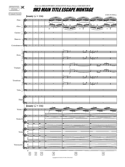 MAIN TITLE ESCAPE MONTAGE from Chicken Run - John Powell (Score Only) **DIGITAL DOWNLOAD**