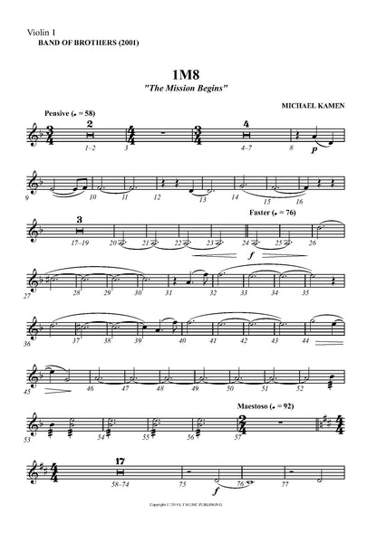 THE MISSION BEGINS from Band of Brothers - Michael Kamen (Score & Parts) **DIGITAL DOWNLOAD**
