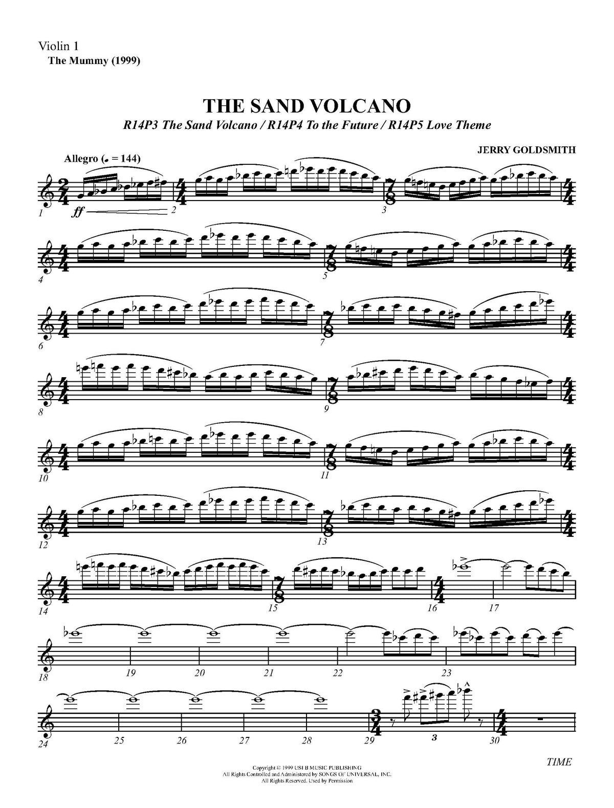 THE SAND VOLCANO from The Mummy - Jerry Goldsmith (Score & Parts) **DIGITAL DOWNLOAD**
