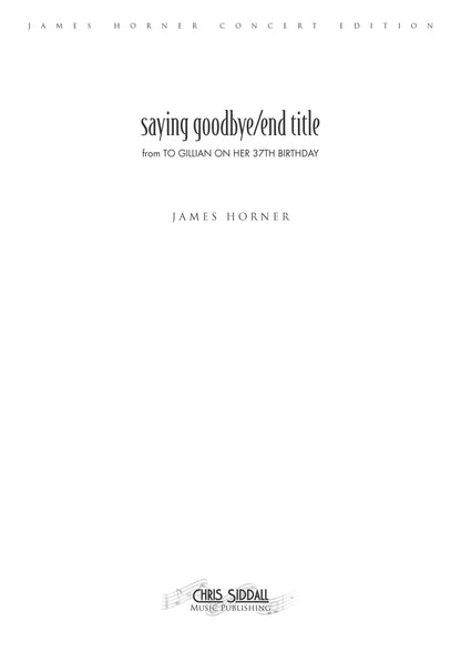 SAYING GOODBYE/END TITLE from To Gillian on Her 37th Birthday - James Horner (Score Only) **DIGITAL DOWNLOAD**