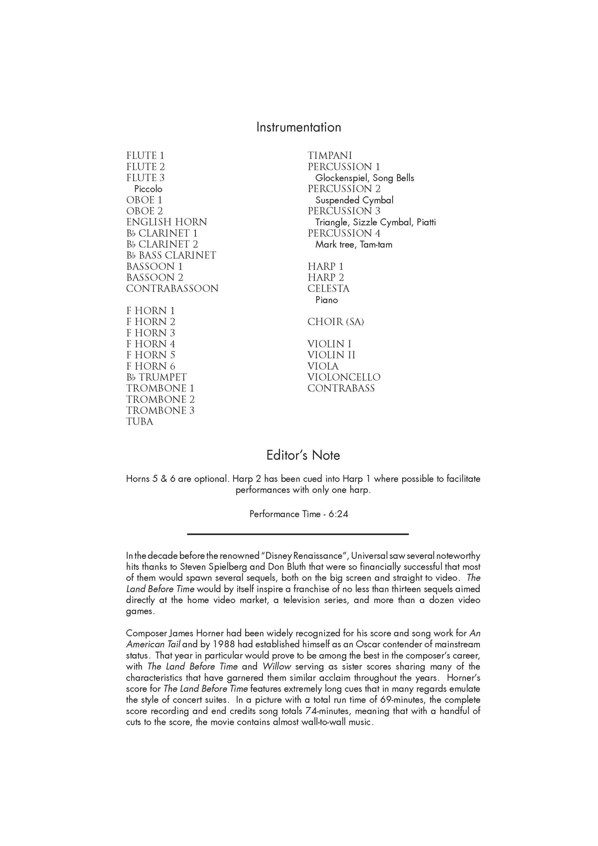 END CREDITS from The Land Before Time - James Horner (Score & Parts) **DIGITAL DOWNLOAD**