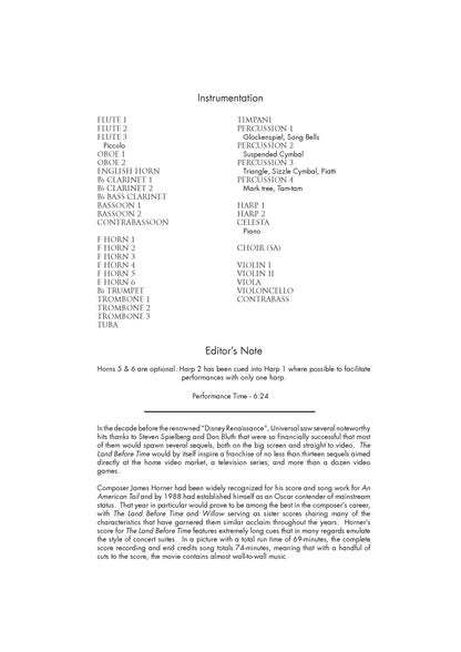END CREDITS from The Land Before Time - James Horner (Score & Parts) **DIGITAL DOWNLOAD**