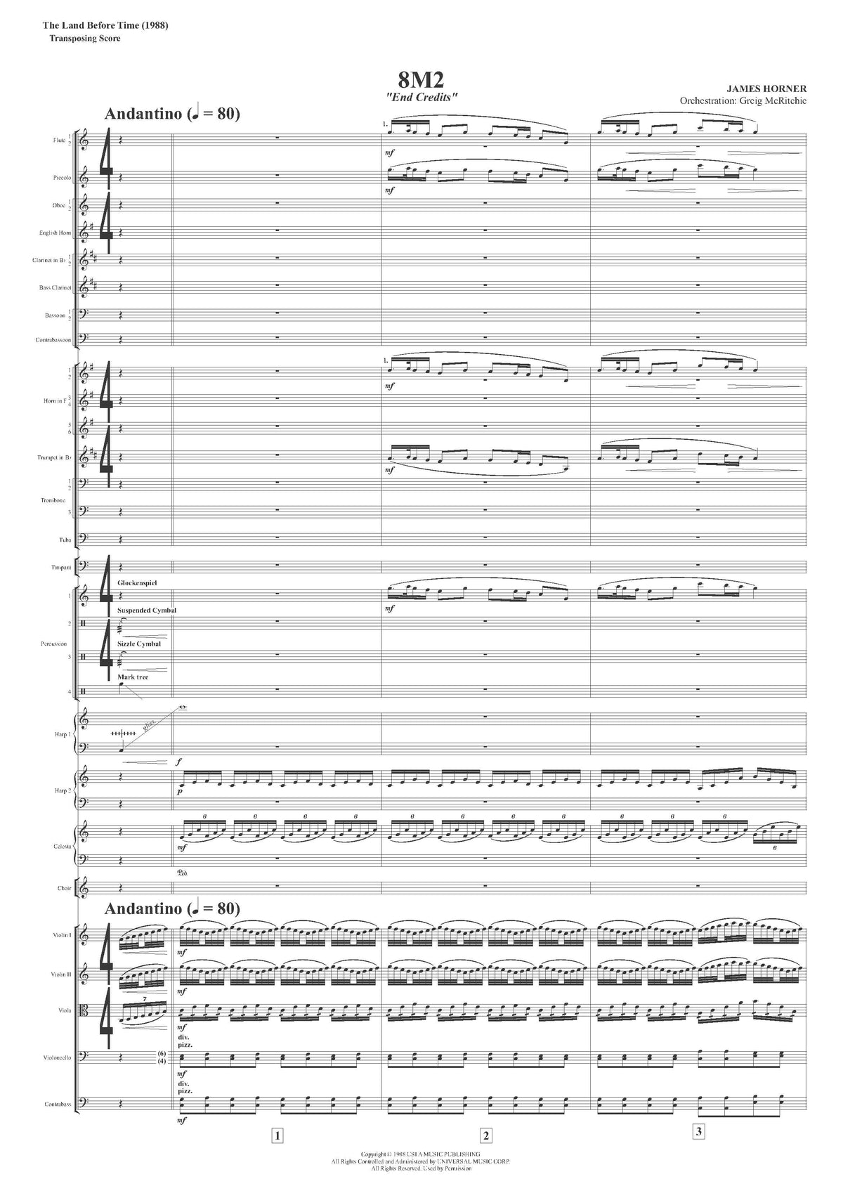 END CREDITS from The Land Before Time - James Horner (Score & Parts) **DIGITAL DOWNLOAD**