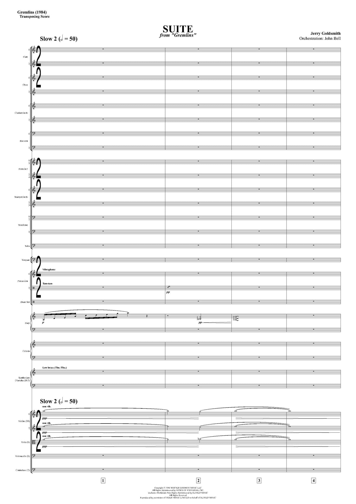 SUITE from Gremlins - Jerry Goldsmith (Score Only) **DIGITAL DOWNLOAD**