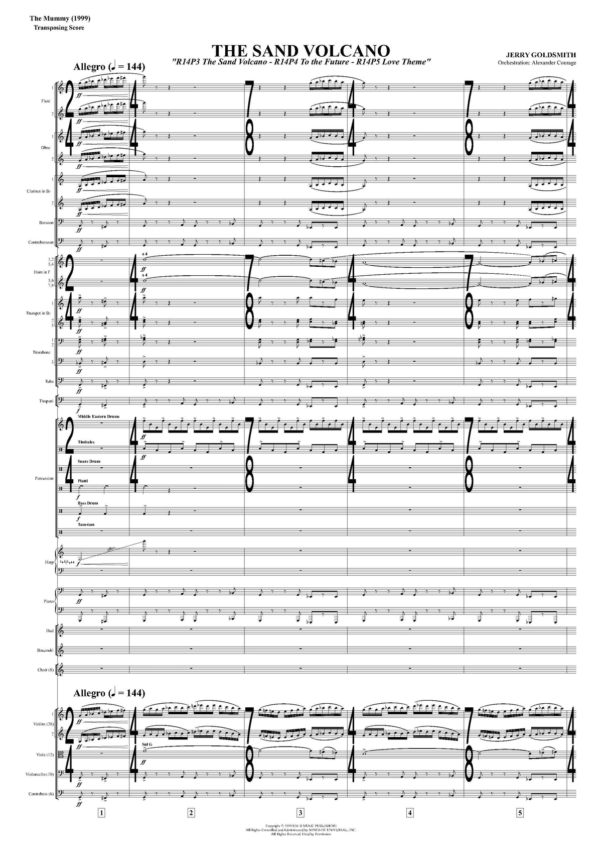 THE SAND VOLCANO from The Mummy - Jerry Goldsmith (Score Only) **DIGITAL DOWNLOAD**