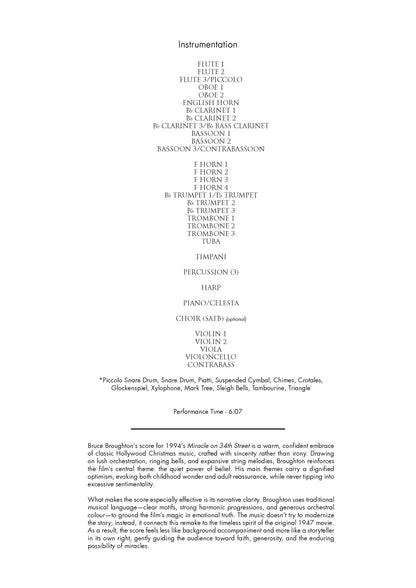 OVERTURE from Miracle on 34th Street - Bruce Broughton (Score Only) **DIGITAL DOWNLOAD**