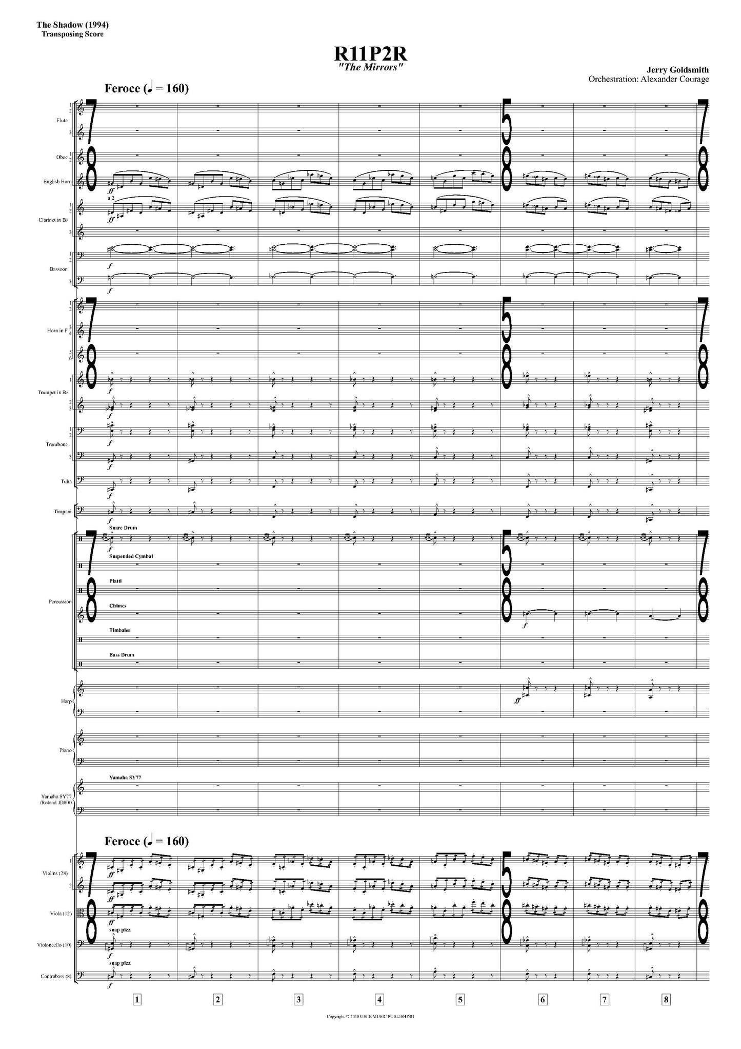 THE MIRRORS from The Shadow - Jerry Goldsmith (Score Only) **DIGITAL DOWNLOAD**