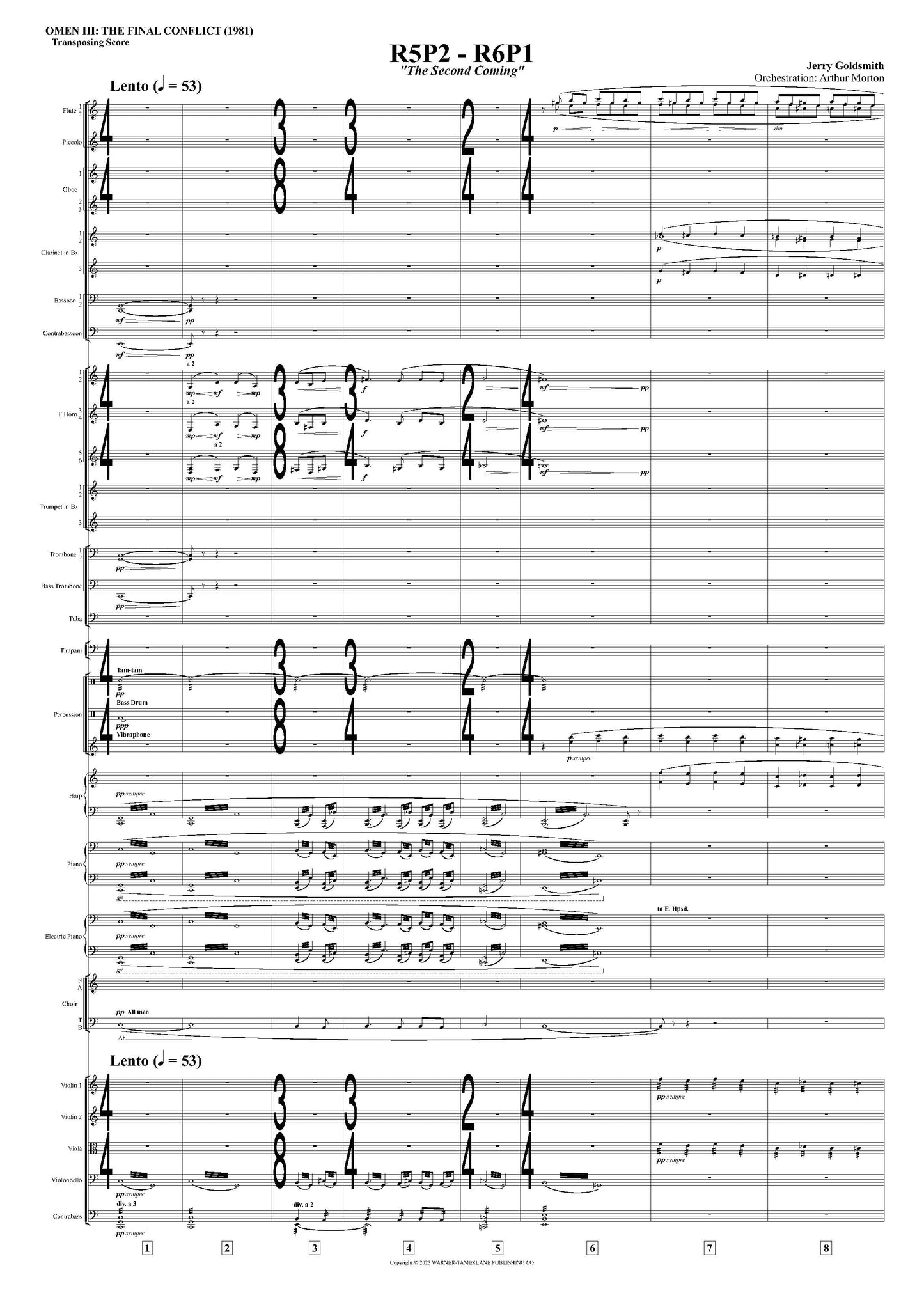 THE SECOND COMING - Omen III: The Final Conflict - Jerry Goldsmith (Score Only) **DIGITAL DOWNLOAD**