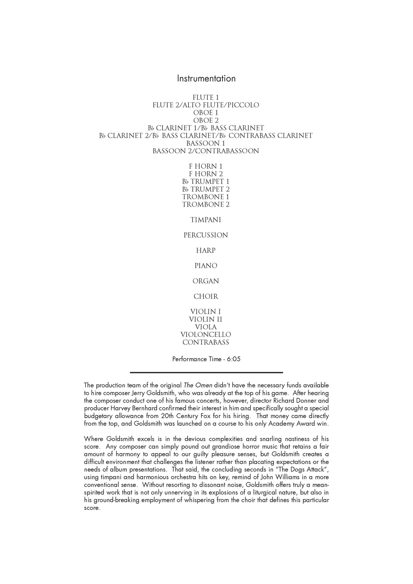 THE DOGS ATTACK - The Omen - Jerry Goldsmith (Score Only) **DIGITAL DOWNLOAD**