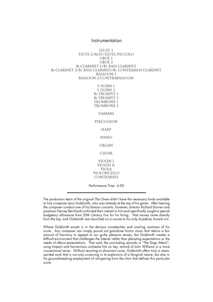 THE DOGS ATTACK - The Omen - Jerry Goldsmith (Score Only) **DIGITAL DOWNLOAD**