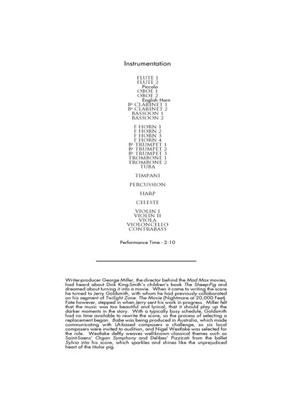 ROUND UP (A PIG THAT THINKS IT'S A DOG) from Babe - Nigel Westlake (Score Only) **DIGITAL DOWNLOAD**