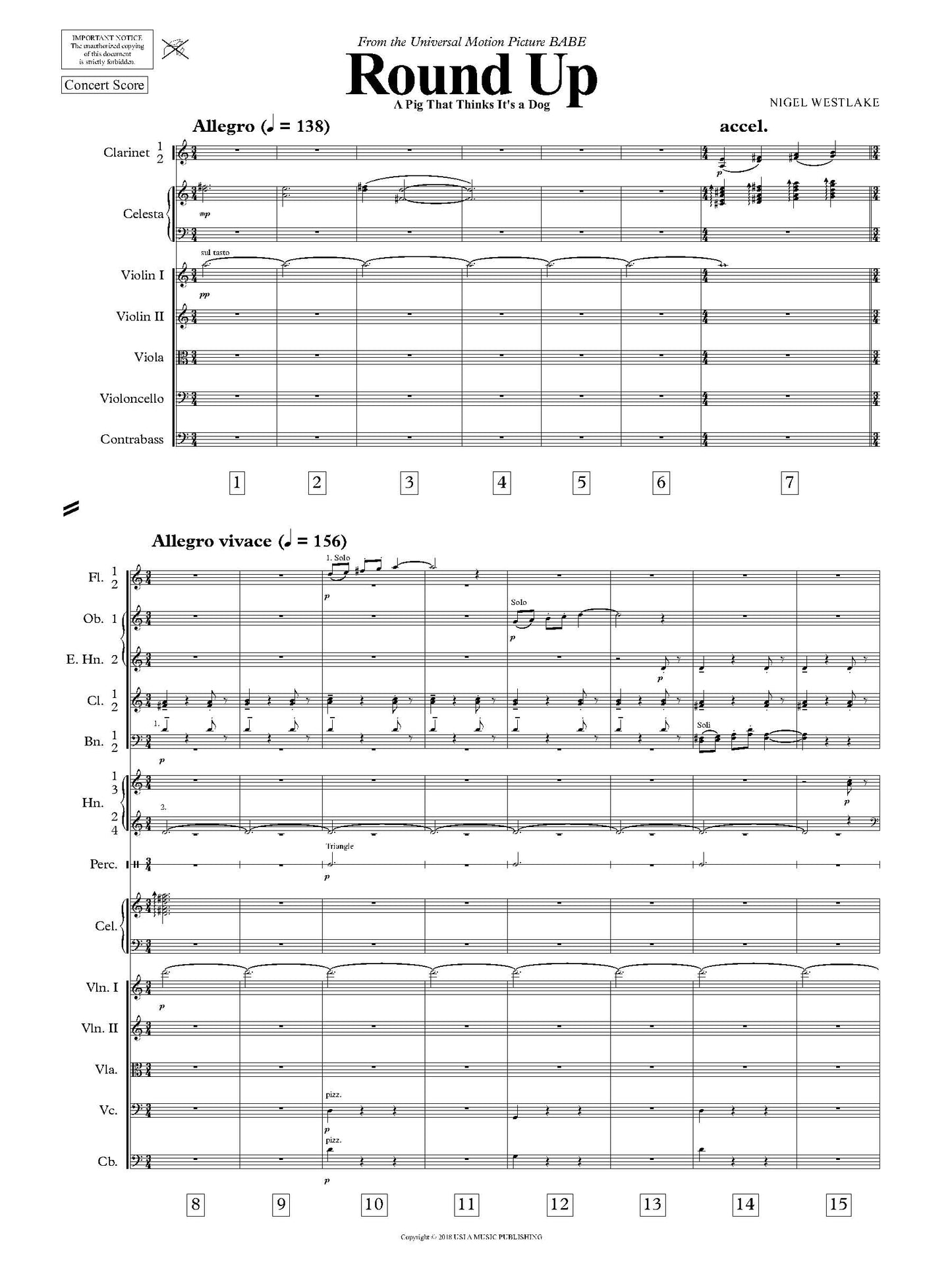 ROUND UP (A PIG THAT THINKS IT'S A DOG) from Babe - Nigel Westlake (Score Only) **DIGITAL DOWNLOAD**