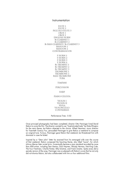 SUITE from Laura - David Raksin (Score Only) **DIGITAL DOWNLOAD**