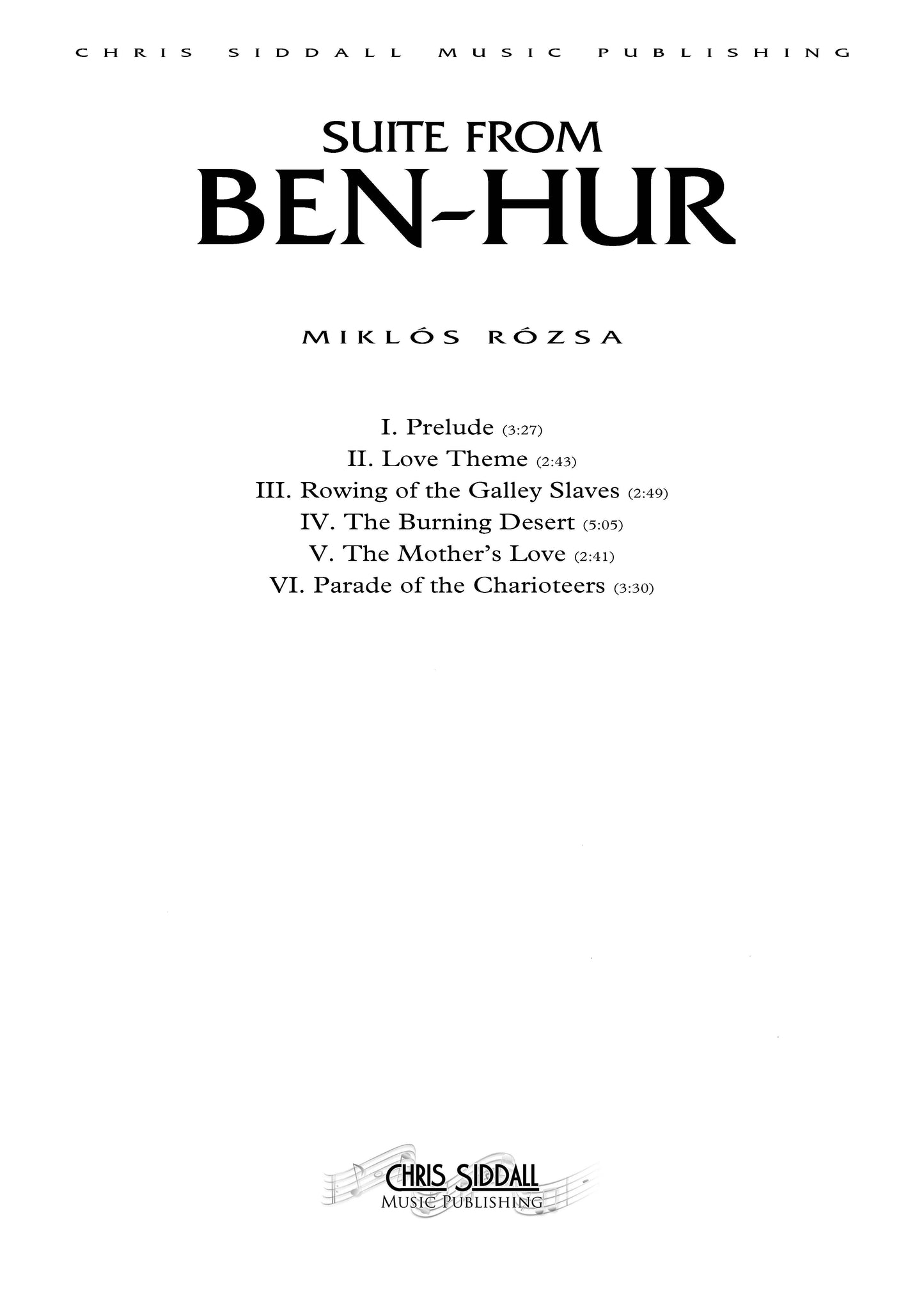 SUITE from BEN-HUR - Miklós Rózsa **PRINTED SCORE**