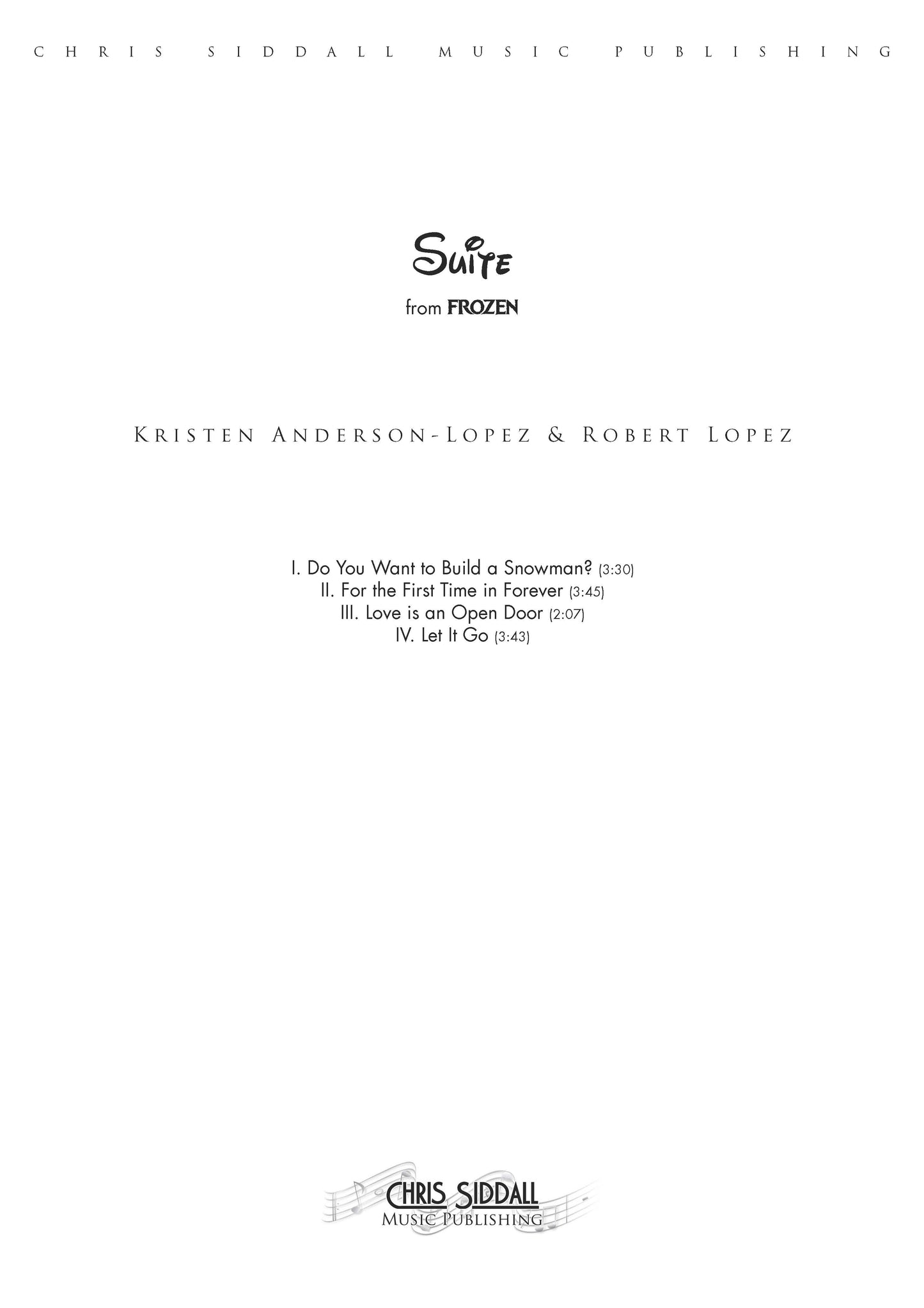 SUITE from Frozen - Kristen Anderson-Lopez & Robert Lopez (Score & Parts) **DIGITAL DOWNLOAD**