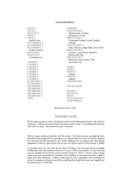 THE SLEIGH OF PRESENTS from How the Grinch Stole Christmas - James Horner (Score & Parts) **DIGITAL DOWNLOAD**