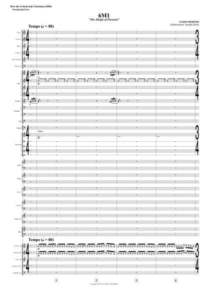 THE SLEIGH OF PRESENTS from How the Grinch Stole Christmas - James Horner (Score & Parts) **DIGITAL DOWNLOAD**