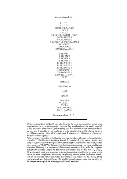 THE GENERALS: SUITE from MacArthur & Patton - Jerry Goldsmith (Score & Parts) **DIGITAL DOWNLOAD**