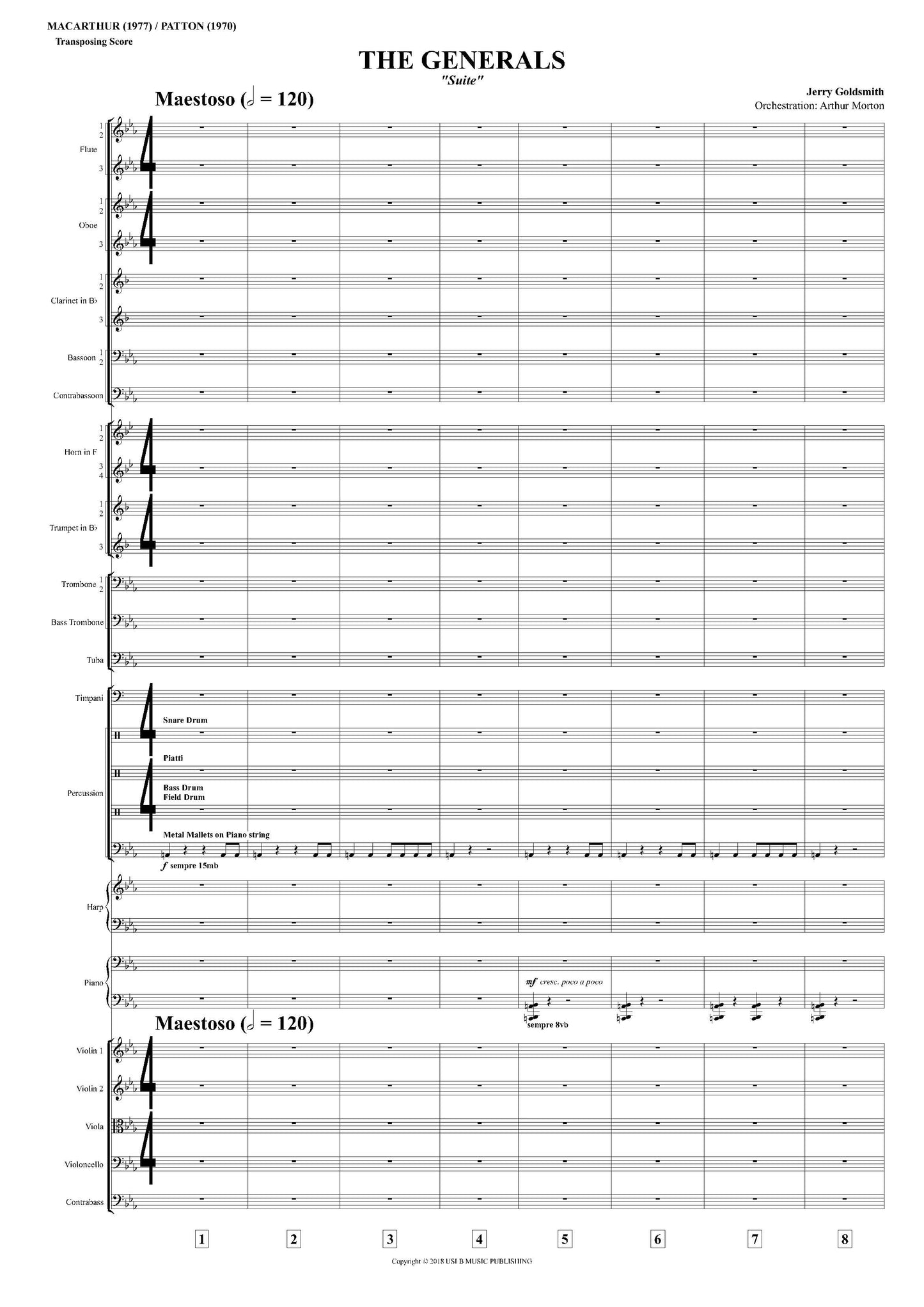 THE GENERALS: SUITE from MacArthur & Patton - Jerry Goldsmith (Score & Parts) **DIGITAL DOWNLOAD**