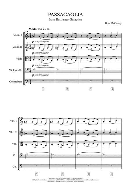 PASSACAGLIA from Battlestar Galactica (Score & Parts) - Bear McCreary **DIGITAL DOWNLOAD**