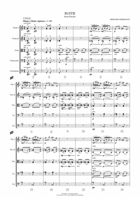 SUITE from PSYCHO - Bernard Herrmann (Score & Parts) **DIGITAL DOWNLOAD**