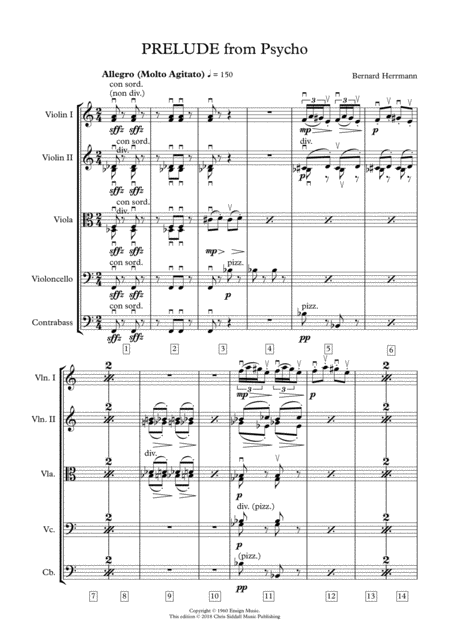 PRELUDE from PSYCHO - Bernard Herrmann (Score & Parts) **DIGITAL DOWNLOAD**